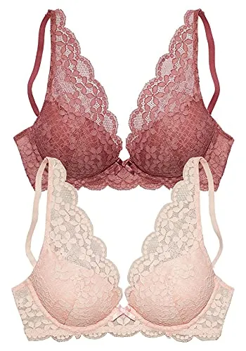 Push-up-BH PETITE FLEUR, Damen, Gr. 85, Cup B, rosa - Funktionsunterwäsche: Feminin gestalteter Push-up-BH mit High Apex Schnitt, herausnehmbaren Kissen für ein verführerisches Dekolleté und zarter Spitze – ideal für besondere Anlässe.