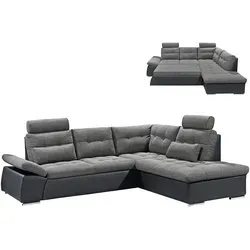 Ecksofa mit Liegefunktion - schwarz-anthrazit - Sofas & Sessel, komfortables Ecksofa mit praktischer Liegefunktion, ideal für entspannte Abende und Gästeübernachtungen.