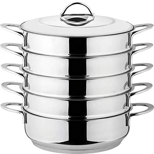 30cm Dampfkocher Mantowarka aus Edelstahl - Dampfkochtopf mit 6,4L Volumen, ideal für gesundes Kochen ohne Nährstoffverlust. Perfekt für alle Herdarten, inkl. Induktion, und spülmaschinengeeignet.