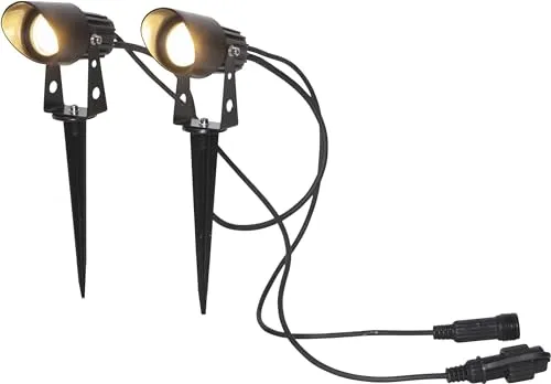 Solar Wegeleuchte System 24 - Weihnachtsbeleuchtung mit 2 schwenkbaren LED Outdoor-Strahlern, ideal für stimmungsvolle Außenbeleuchtung und erweiterbar für Garten und Feste. IP44 Spritzwasserschutz für ganzjährigen Einsatz.