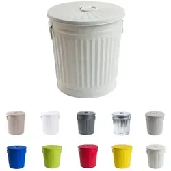 H&D Manufaktur Jinfa Mülleimer mit Deckel - Ascheeimer aus Metall, cremeweiß, hygienisch und multifunktional – ideal als Abfallbehälter, Wäschekorb oder Futtertonne, langlebig und rostbeständig.