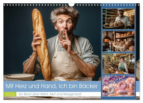 Mit Herz und Hand Ich bin Bäcker - Wandkalender 2026 DIN A3 quer - Kalender für Bäcker-Fans, zeigt die Kunst des Backens mit liebevollen Motiven und frischem Brotduft – ein Muss für jeden Backliebhaber!