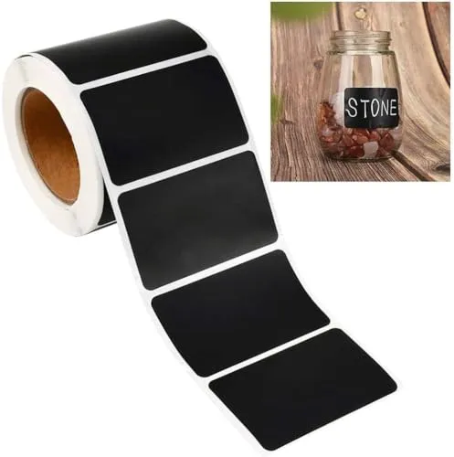 ProLeo 300Pcs Tafel-Aufkleber Etiketten Vinylsticker Küchen,Tafelsticker Etiketten, Küchen Klebeetiketten Partner für Gewürzgläser, Marmelade usw, 5, 5x3, 5cm (Rechteckig,Schwarz)