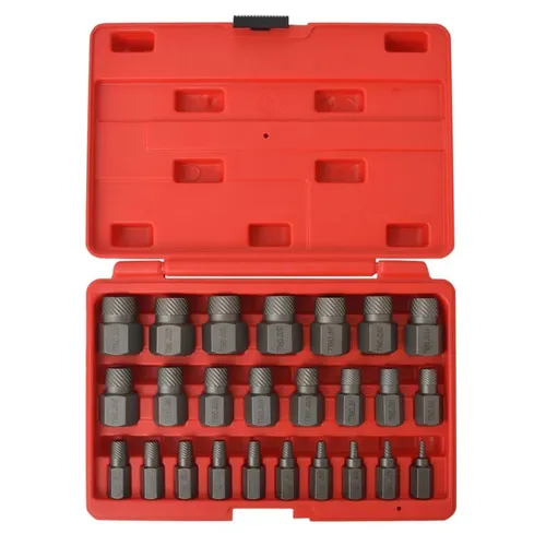 vidaXL 25-tlg. Vielzahn-Schraubenausdreher-Set aus Stahl - Professionelles Werkzeug-Set zum Entfernen abgerissener Schrauben, ideal für Werkstatt und Heimgebrauch. Inklusive stabiler Aufbewahrungstasche für einfachen Transport.