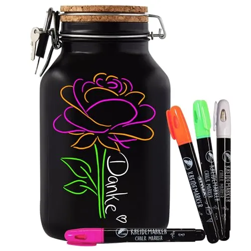 Spardose Selber Beschriften Neon bunt Geld Geschenk Idee Schwarz XXL