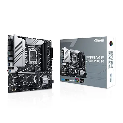 ASUS Prime Z790M-PLUS D4 Gaming Mainboard Sockel Intel LGA1700 (micro ATX, PCIe 5.0, DDR4 Speicher, 3x M.2, HDMI, DisplayPort, Aura Sync)