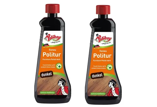 Poliboy Fixneu Möbelpolitur Dunkel - 1000ml für dunkle Oberflächen - Effektive Holzpflege zur Auffrischung und Renovierung von Möbeln. Entfernt hartnäckige Verschmutzungen und schützt das Holz mit hochwertigen Ölen. Made in Germany, ideal für alle dunklen lackierten Hölzer.