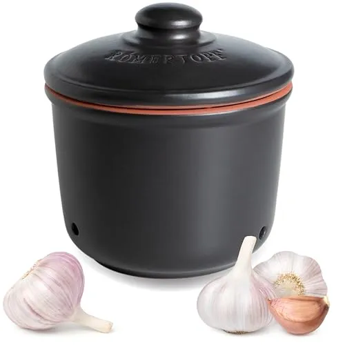 Römertopf Frische-Topf MINI 0,6 Liter - Knoblauchtopf aus Keramik - Frischhaltedosen für Gemüse: Der atmungsaktive Knoblauchtopf sorgt für optimale Luftzirkulation und hält Ihr Gemüse länger frisch.