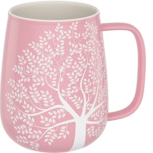 amapodo Jumbotasse - Große Tasse 600ml - XXL Tasse Groß - Grosse Kaffeetasse - Bürotasse - Kaffeepott - Geburtstag Geschenk für Frauen - Kaffeebecher Porzellan - Keramik Tasse groß - Rosa