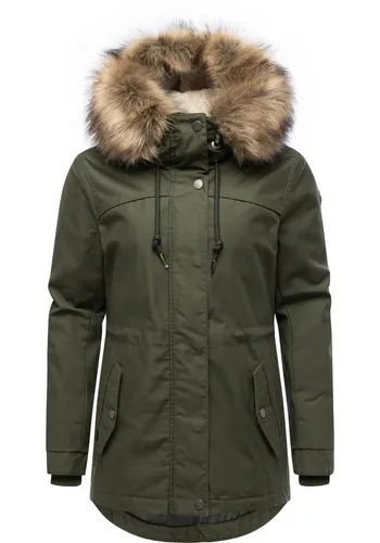 Ragwear Winterjacke Tawny Short YOUMODO Warme Jacke mit großer Kapuze und Kunstfellkragen
