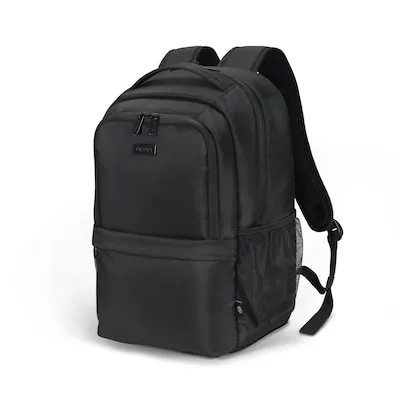 DICOTA Rucksack 25 x 3 x 37 cm Schwarz - Laptop-Rucksack für max. 14,1 Zoll Laptops, aus nachhaltigem RPET-Material, ideal für unterwegs und umweltbewusste Nutzer.