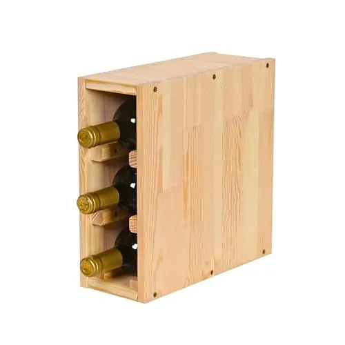 PROREGAL VINCELLAR MOD Weinregal | Schmal für 3 Flaschen - Weinregal aus massivem Kiefernholz, modular erweiterbar und ideal für Zuhause oder gewerbliche Nutzung.