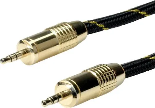 Roline 11.09.4285 Klinke Audio Anschlusskabel [1x Klinkenstecker 3.5mm - 1x Klinkenstecker 3.5 mm] 5.00m Schwarz/Gold Geschirmt