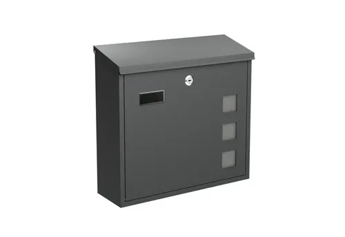 BASI Wandbriefkasten mit Sichtfenster - Anthrazit Matt - Eleganter Wandbriefkasten aus Stahl mit Sichtfenster und Namensschild. Sicheres Zylinderschloss und einfache Montage machen ihn ideal für Haus und Wohnung.