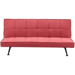 Schlafsofa 3-Sitzer HASLE Stoff Rot - Modernes 3-Sitzer Schlafsofa in leuchtendem Rot, ideal für kleine Räume. Mit einfachem Klick-Klack System verwandelt es sich im Handumdrehen in ein bequemes Bett.
