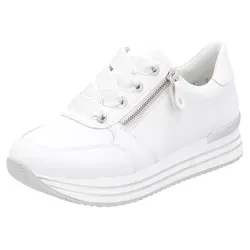 Plateausneaker REMONTE für Damen, Gr. 36, weiß - Sportliche Plateausneaker aus Leder mit 4 cm Plateauhöhe und gepolstertem Schaftrand für optimalen Tragekomfort. Ideal für Freizeit und Alltag.