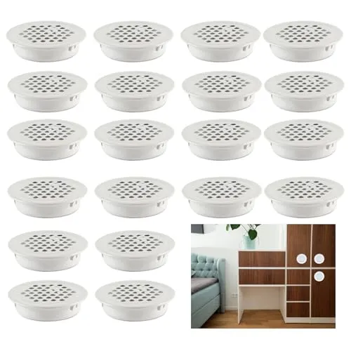 Belvanr Lüftungsgitter Weiß Rund 20 Stück Belüftungsgitter Weiß 35mm Lüftungsgitter Rund Lüftungsgitter Edelstahl Lüftungsgitter Tür Garage lüftungsgitter Türlüftungsgitter für Möbel Türen Küche