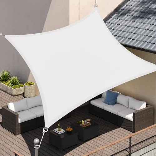 SONNENSEGEL 3x4M WEISS WASSERDICHT UV SCHUTZ MIT SEILEN in weiß von SONGMICS