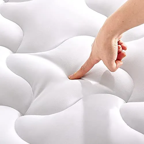 SLEEP ZONE Kühlende Matratzenauflage für Queen-Size-Betten, gesteppt, maschinenwaschbar, weiche Flauschige Daunen-Alternative, Tiefe Tasche, 20,3-53,3 cm (Weiß, Queen)