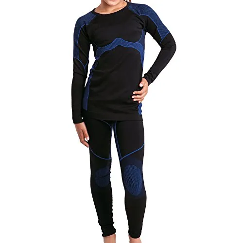 Gomati Kinder Thermo Unterwäsche Set - Seamless - Blau 158-164