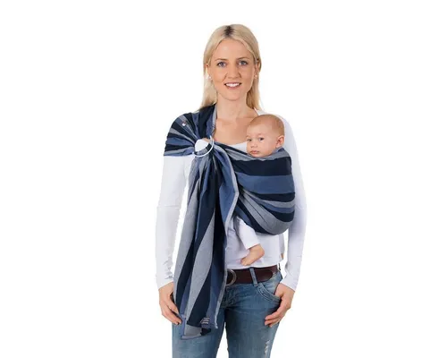 Hoppediz Ring-Sling Baby-Tragetuch, Design Montreal - Babytragen: 100% schadstoffgeprüfte Baumwolle für besten Tragekomfort und optimale Hüftentwicklung. Ideal für Neugeborene bis zum individuellen Tragealter, empfohlen von Hebammen!