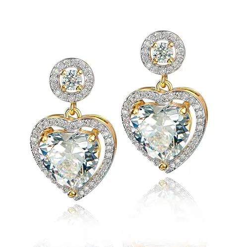 DJADEE Ohrringe Gold Vergoldet 18 Karat Damen 750er Gold Hänger Zirkonia Herz Ohrstecker Wasserfest Schmuck für Frauen Mädchen Herz Ohrringe Geschenk 18 Karat gestempelt