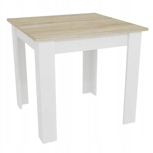 Home Collective Esszimmertisch Küchentisch, Platte aus Sonoma-Eiche, Holztisch Esstisch 80 x 80 x 75 cm, 18 mm Dicke, Küche Wohnzimmer Sonoma-Eiche und weiß