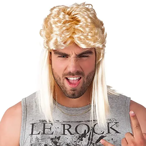 70s Blonde Mullet Mens Adults 1970s Groovy Funky Adults Costume Accessory Wig