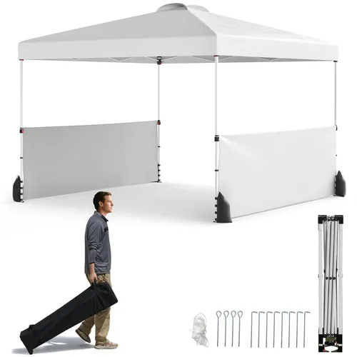 GOPLUS 3x3 m Pop-Up-Pavillon - Pavillons & Partyzelte – Höhenverstellbarer Faltpavillon mit 9 m² Schattenfläche, ideal für Outdoor-Events, schnell aufgestellt und transportierbar mit praktischer Rolltasche.
