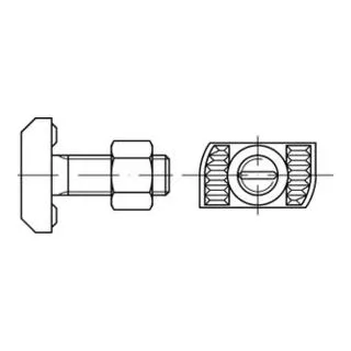 Hammerkopfschraube R 88943 mit Sechskantmutter M16x60 - Maschinenschrauben aus hochwertigem Stahl, feuerverzinkt für optimalen Korrosionsschutz, ideal für Bau- und Montagetätigkeiten - 25 Stück im Set.