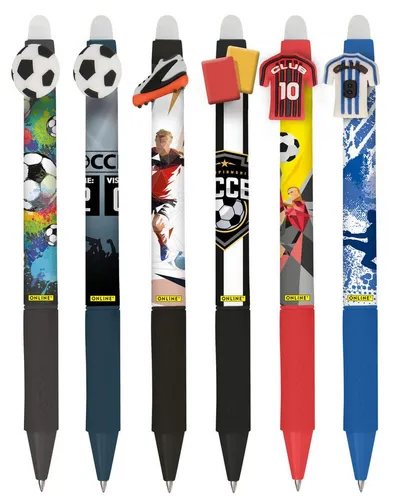 Online Pen Gelroller magiXX Fun, Radierbare Gelschreiber, coole Fußball-Motive, 6 Stück