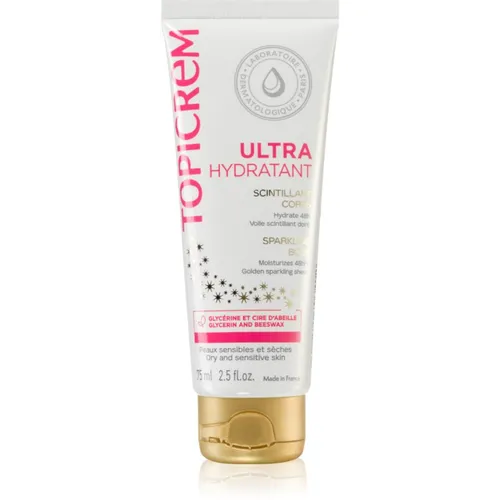 Topicrem UH BODY Ultra-Moisturizing Sparkling Body Intensive Feuchtigkeit spendende Körperlotion mit Glitzerteilchen 75 ml