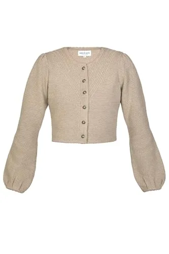 Edelnice Trachtenstrickjacke Isa in Weiß, Größe 40