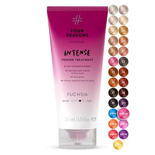Four Reasons Color Mask Fuchsia 200ml - Coloration, intensive Tönung für lebendiges Fuchsia-Farbergebnis, pflegt das Haar und sorgt für eine strahlende Farbauffrischung.