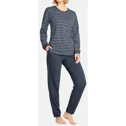 Hajo Pyjama Klima Komfort (Set, 2 tlg) - Nachtwäsche aus atmungsaktiver Baumwolle, ideal für angenehmen Schlafkomfort in Größe 48/50 und in stilvollem Blau.