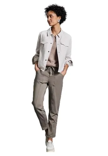 STREET ONE Damen A378518 Hose im Loose Fit, Ashen Maple Beige, 42W / 28L - Damen-Hosen mit Mid Waist und Slim Legs, ausgestattet mit seitlichen Taschen und Tunnelzug am Bund für optimalen Tragekomfort.