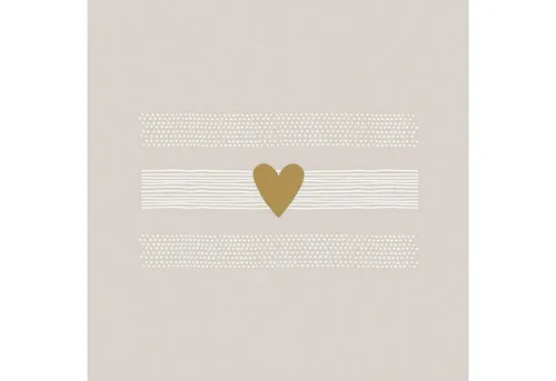 PPD Papierserviette 20 Servietten Heart of gold taupe 33x33cm, (20 St)