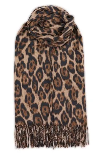 malito - Damen Modeschal - weicher XXL Viskosemix Kaschmir Schal - Winterschal Leo-Print modern & lang - Pashmina Stola Animalprint S605 - (Braun)