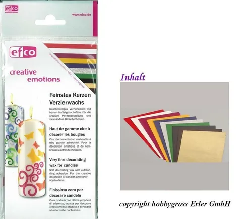 Wachsplatten Set 10 Farben 10 x 10 cm - Verzierung & Gestaltung von Kerzen