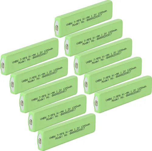 vhbw 10x Akkuzelle kompatibel mit Sharp MD-MT180, MD-DR77, MD-DR7, MD-DS8, IM-MT899H CD Player (1100 mAh, 1,2 V, NiMH), Akku 7/5F6, Button Top
