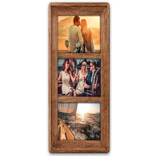 matches21 HOME & HOBBY Holz Collage braun als mehrfach Bilderrahmen - 3X DIN A6 Fotos (10x15 cm) Landhausstil Fotorahmen