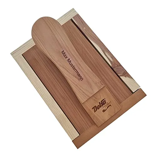 DELFA Schuhpflege Kiste aus Zedernholz - Individuell mit Gravur - Echtholz Box mit Bama Pflegemitteln - Schuhpflegeset 5 teilig - Creme Bürsten und Poliertuch