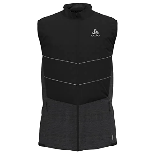 Odlo Vest Run Easy S-Thermic black (15000) S - Laufwesten für Herren, atmungsaktiv und nachhaltig aus recyceltem Material, ideal für kaltes Wetter mit wärmender Isolierung und praktischen Reißverschluss-Seitentaschen.