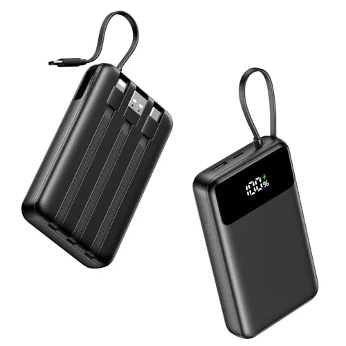 ADDTOP 20000mAh Ultra Klein Power Bank mit 4 Kabeln