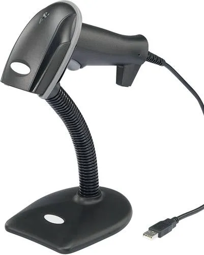 Renkforce LS6300E USB-Kit Barcode-Scanner - Kabelgebundener 1D Laser Hand-Scanner, ideal für schnelles Scannen und stationären Einsatz dank mitgeliefertem Standfuß.