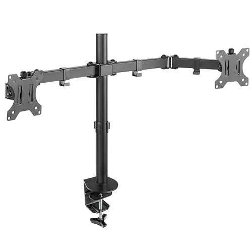 RICOO Monitor Halterung für 2 Monitore - Arme für Computermonitore, ideal für Ordnung im Home Office mit 360° Drehung und bis zu 180° Schwenkung, unterstützt VESA Norm und Curved Bildschirme.