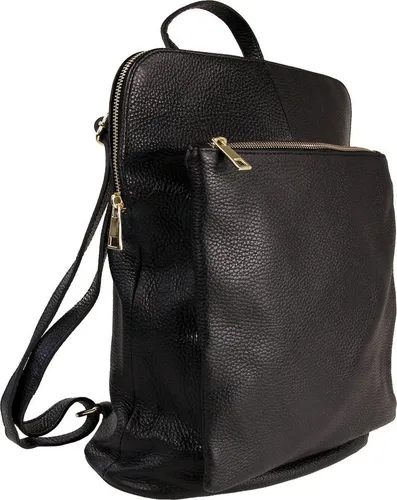 Toscanto Reißverschluss Cityrucksack schwarz Leder ORTM103RS