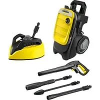 Hochdruckreiniger K 7 Compact Home mit Flächenreiniger T 450 - Hochdruckreiniger mit 180 bar Arbeitsdruck, ideal für große Flächen. Kompakt und leistungsstark für effizientes Reinigen von Terrassen und Fahrzeugen.