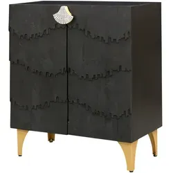 Marrakesch Kommode Adwin 91 cm – Handgefertigtes Design Sideboard in Schwarz mit Goldfüßen - Türkommode aus Massivholz mit kunstvollen, handgeschnitzten Art-Déco-Elementen. Ideal für elegantes Wohnen und praktischen Stauraum, jedes Stück ist ein einzigartiges Unikat.