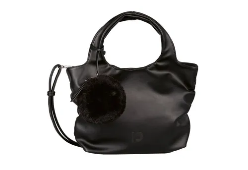 TOM TAILOR Denim Nila Damen Shopper Umhängetasche - Mittelgroße Einkaufstasche mit Reißverschluss, ideal für den Alltag. Flexibel tragbar mit 2 Henkel und abnehmbarem Schulterriemen. Stylische Raffdetails und Kunstfellanhänger setzen modische Akzente.